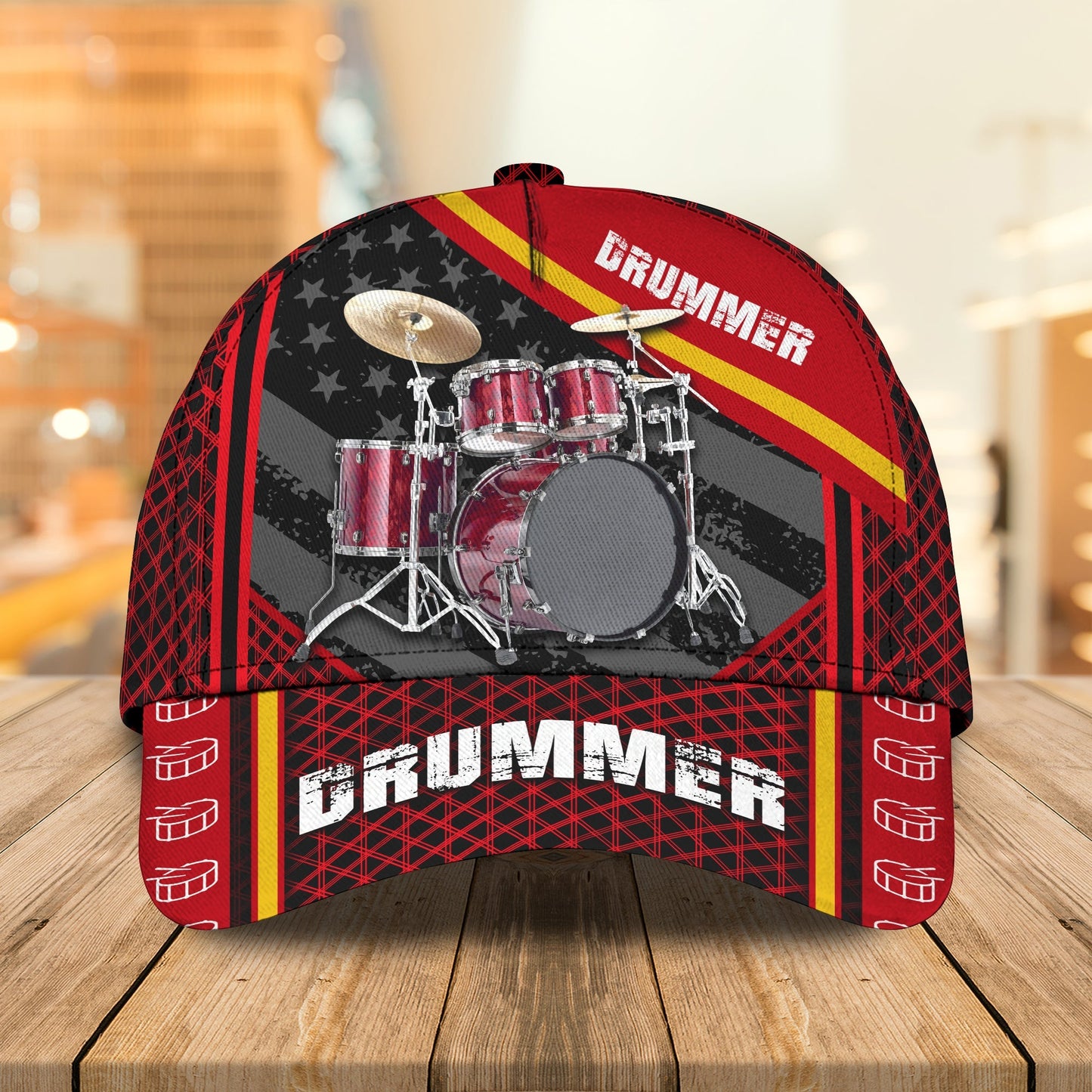 Red Drummer Personalized Name Cap, Gift For Drum Player CA0230