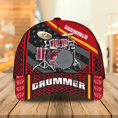 Red Drummer Personalized Name Cap, Gift For Drum Player CA0230