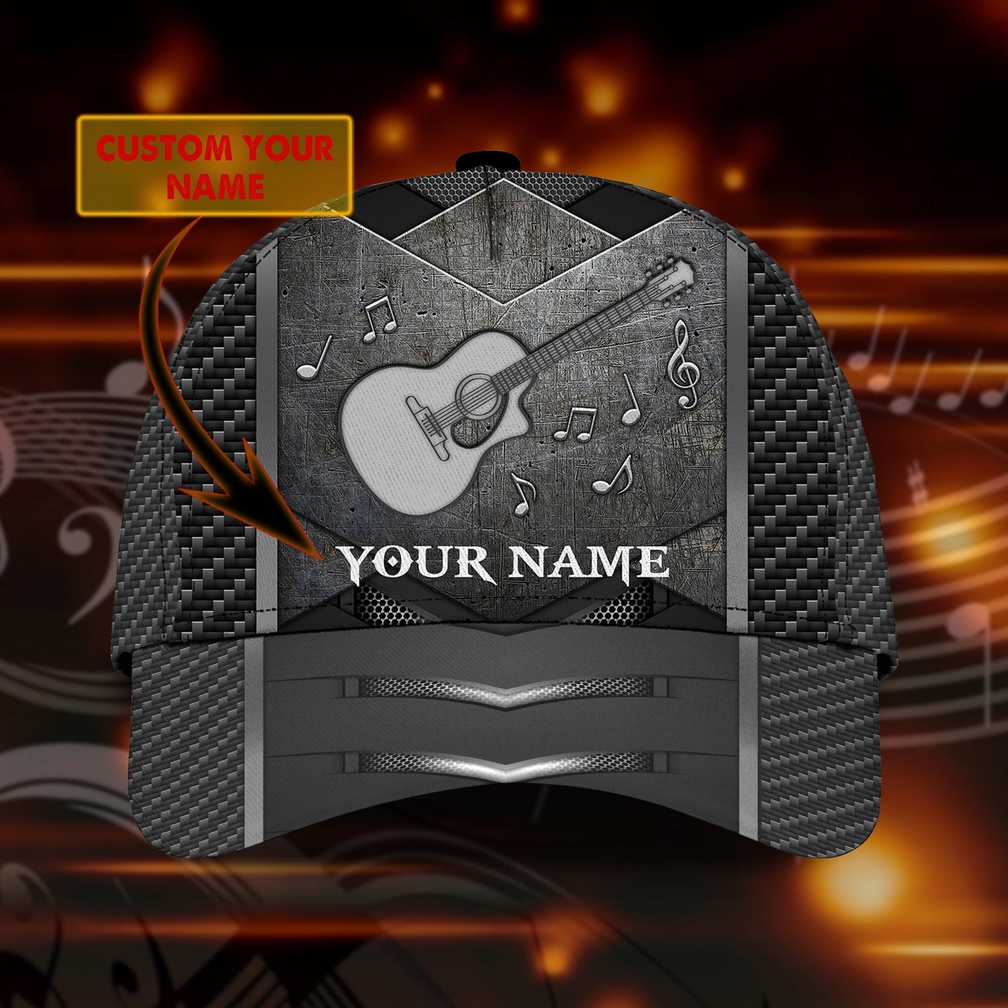 3D Classic Cap Guitar Personalized Name Cap Lasfour CA2437