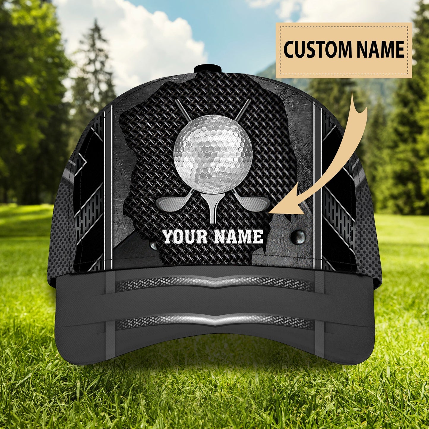 3D Classic Cap Golf 2 Personalized Name Cap Golf Lasfour CA1041