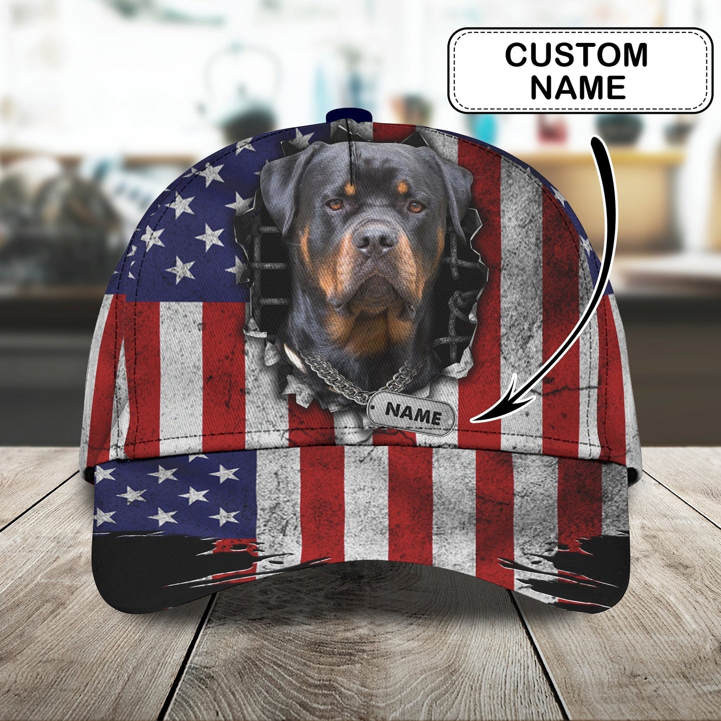 3D Classic Cap Rottweiler Personalized Name Cap Lasfour CA1145