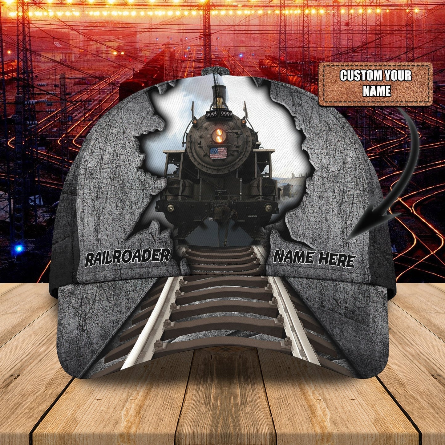 3D Classic Cap Railroader Personalized Name Cap01 Lasfour CA2187