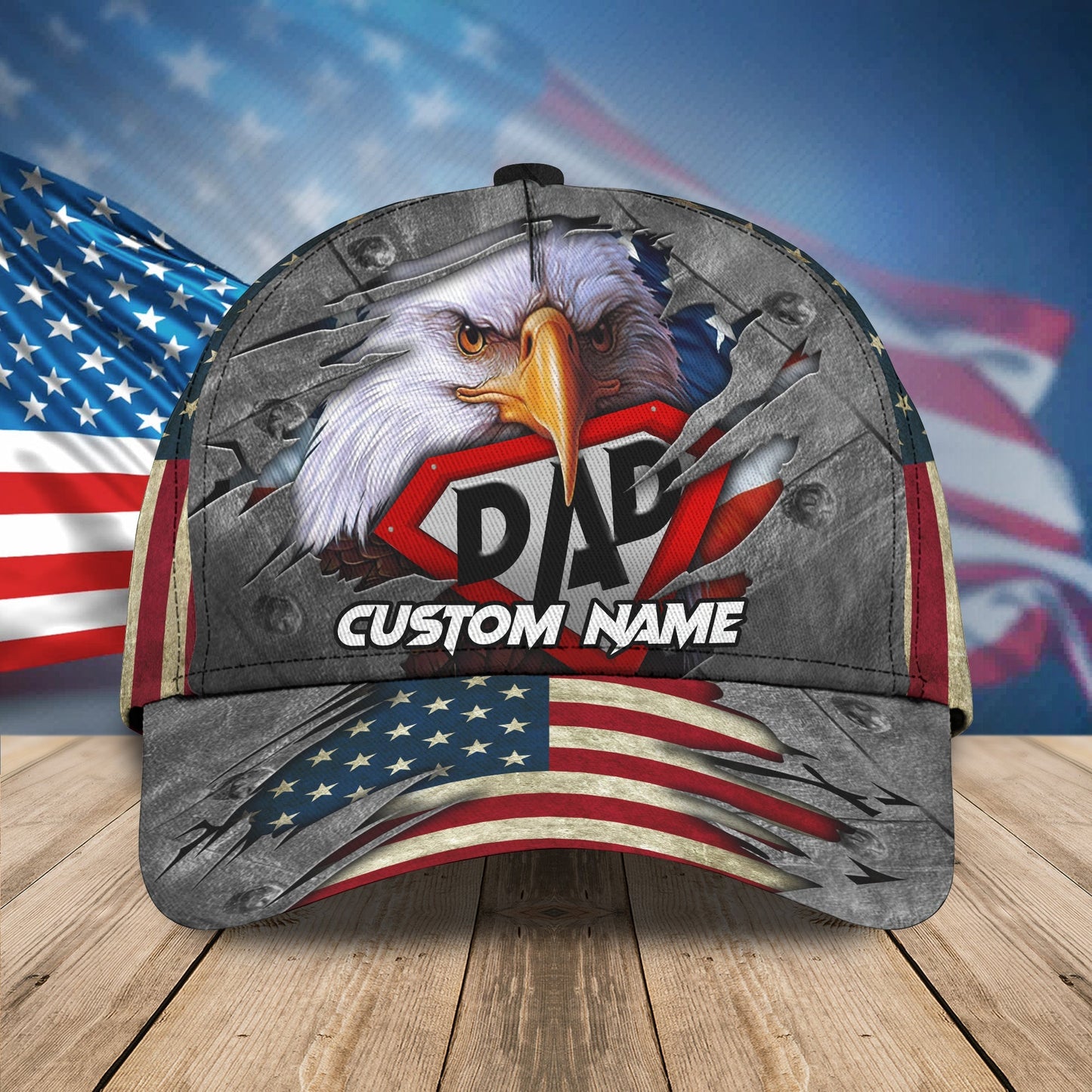 3D Classic Cap Personalized Name Cap Super Dad Lasfour CA0618