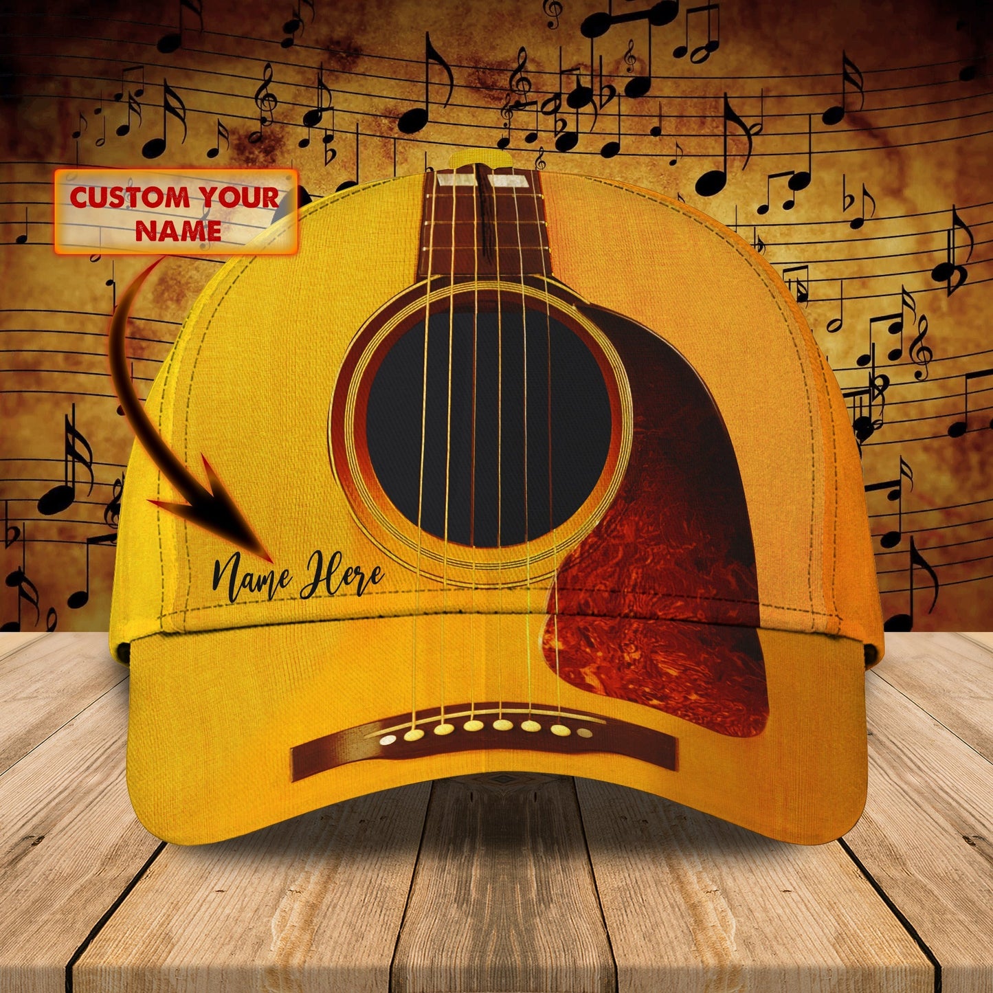 3D Classic Cap Love Guitar Personalized Name Cap Lasfour CA0673