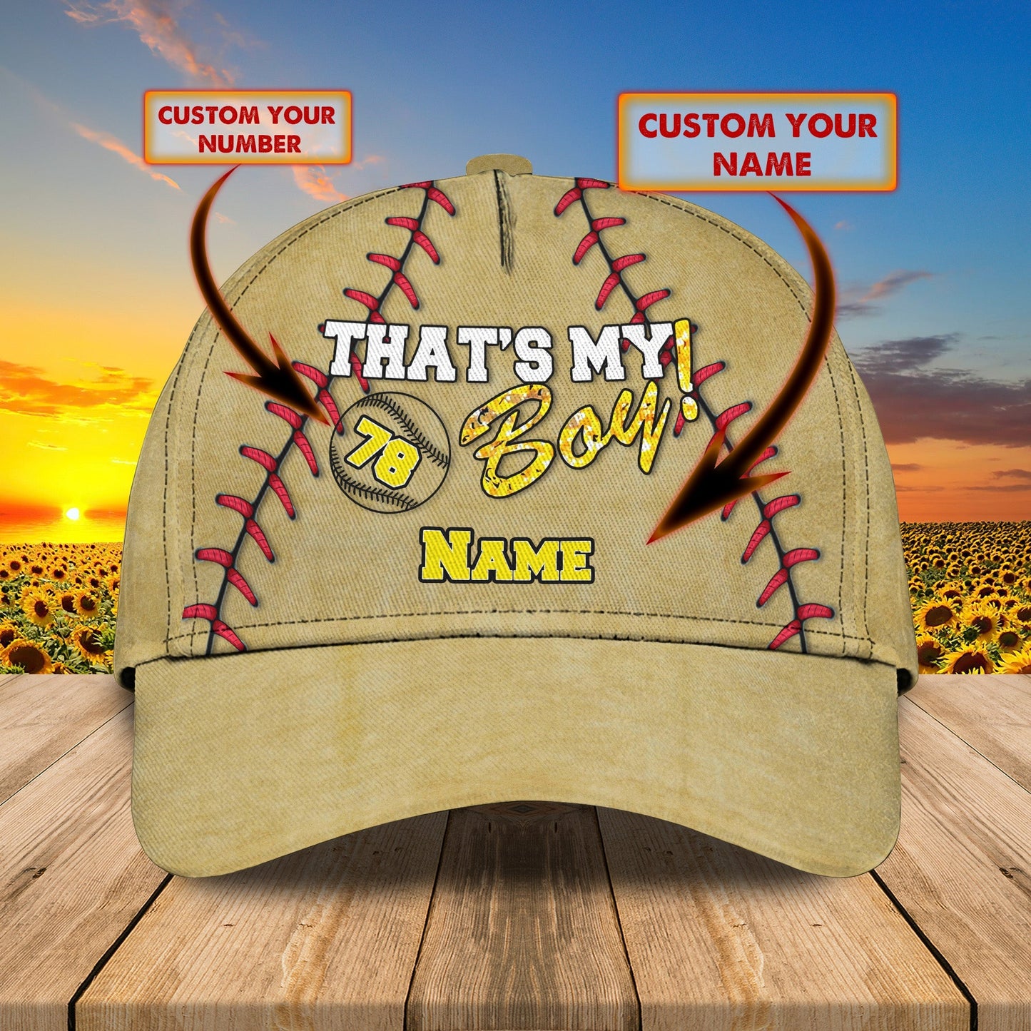 3D Classic Cap That's My Boy Baseball Personalized Name Cap Lasfour CA0666