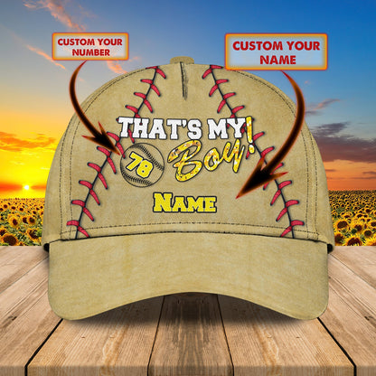 3D Classic Cap That's My Boy Baseball Personalized Name Cap Lasfour CA0666