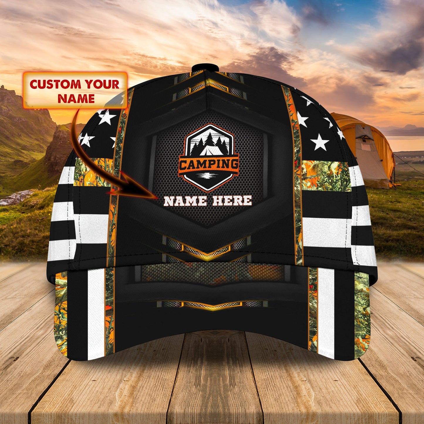 3D Classic Cap Camping 02 Personalized Name Cap Lasfour CA2131