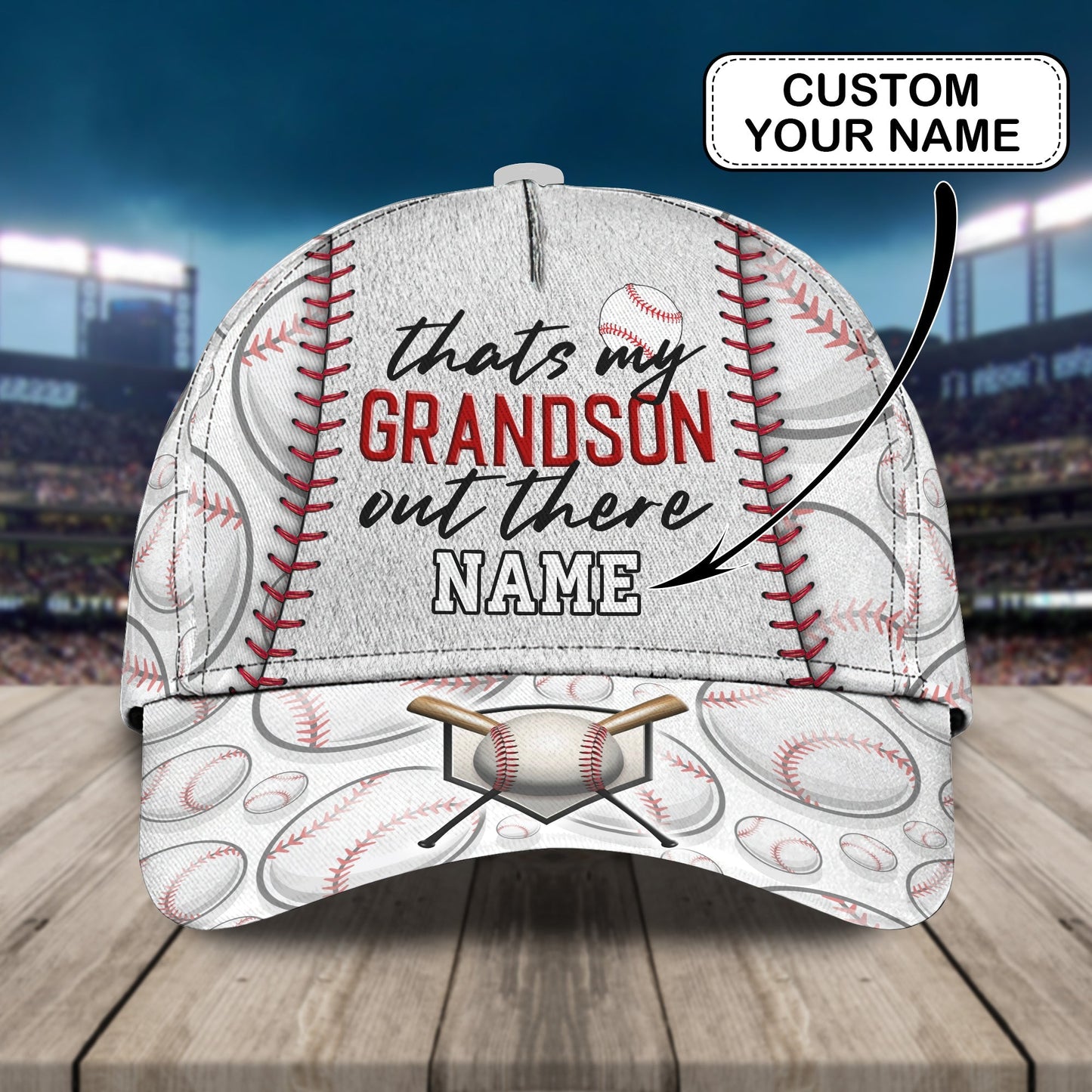3D Classic Cap Grandson Baseball Personalized Name Cap d5 Lasfour CA0685