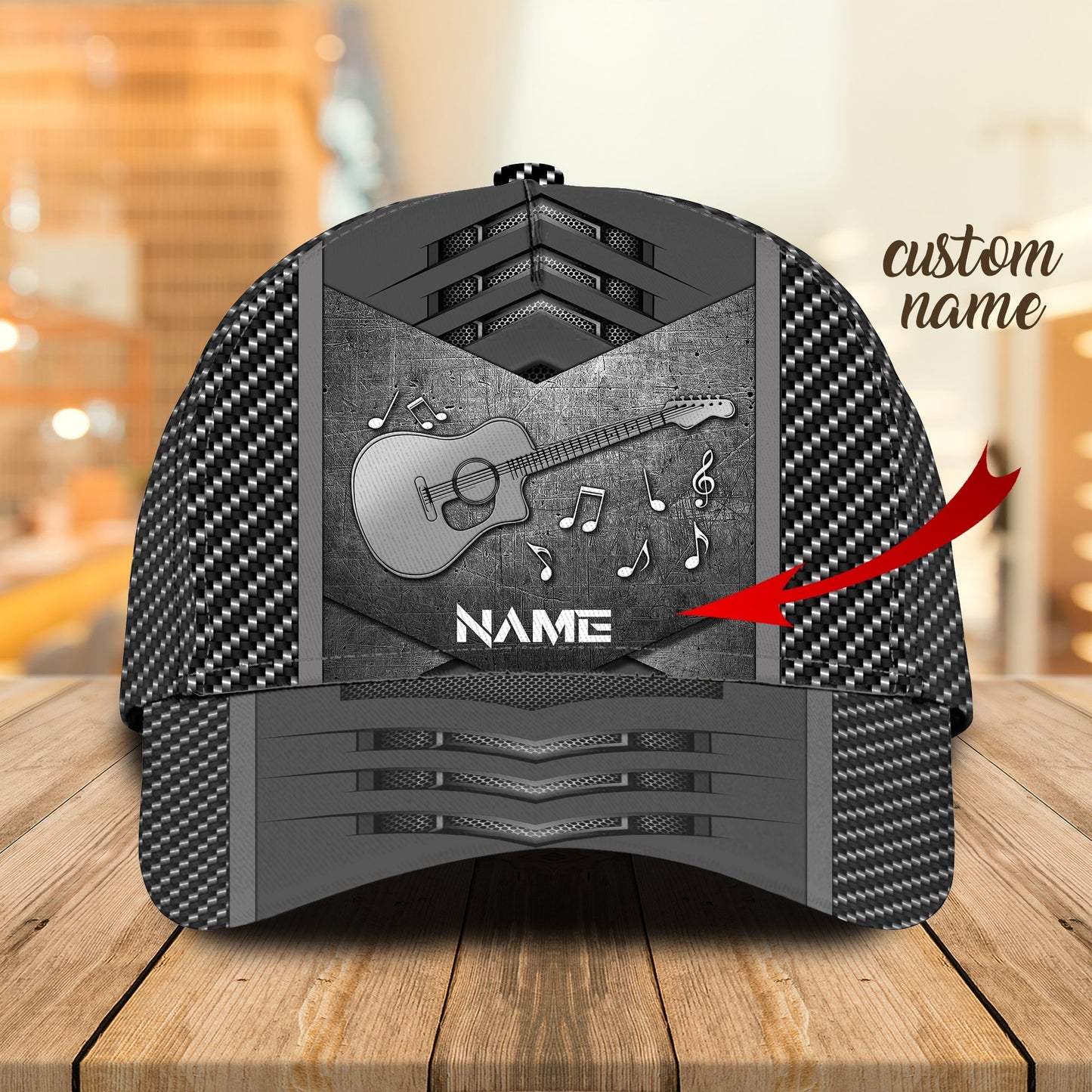 3D Classic Cap Guita Personalized Name Cap Lasfour CA2177