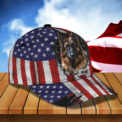 3D Classic Cap German Shepherd Personalized Name Cap Lasfour CA0704
