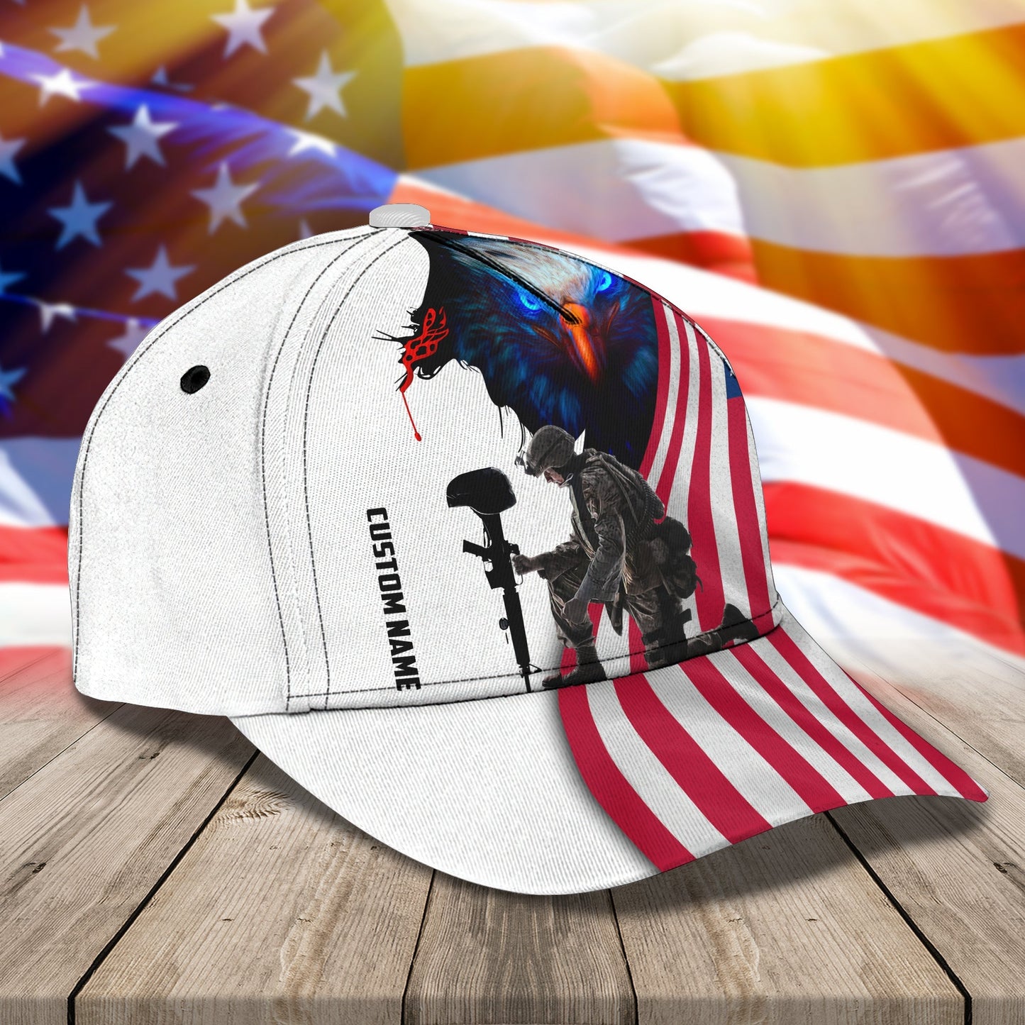 3D Classic Cap 11 Personalized Name Cap Veteran Lasfour CA2116