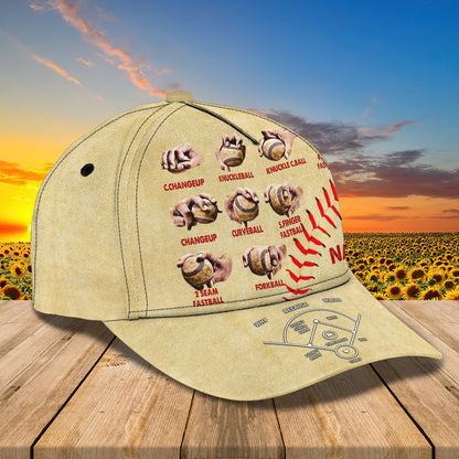 3D Classic Cap Baseball Pitching Grips Personalized Name Cap Lasfour CA0661