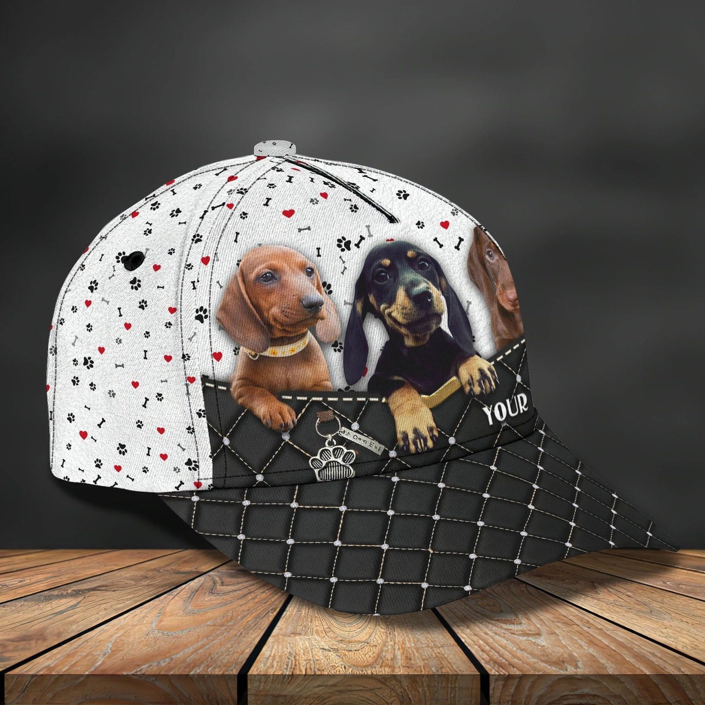 Personalized Baseball Dachshund Cap Hat For Dog Lover, 3D Full Print Dachshund Dog Cap Hat CO0133