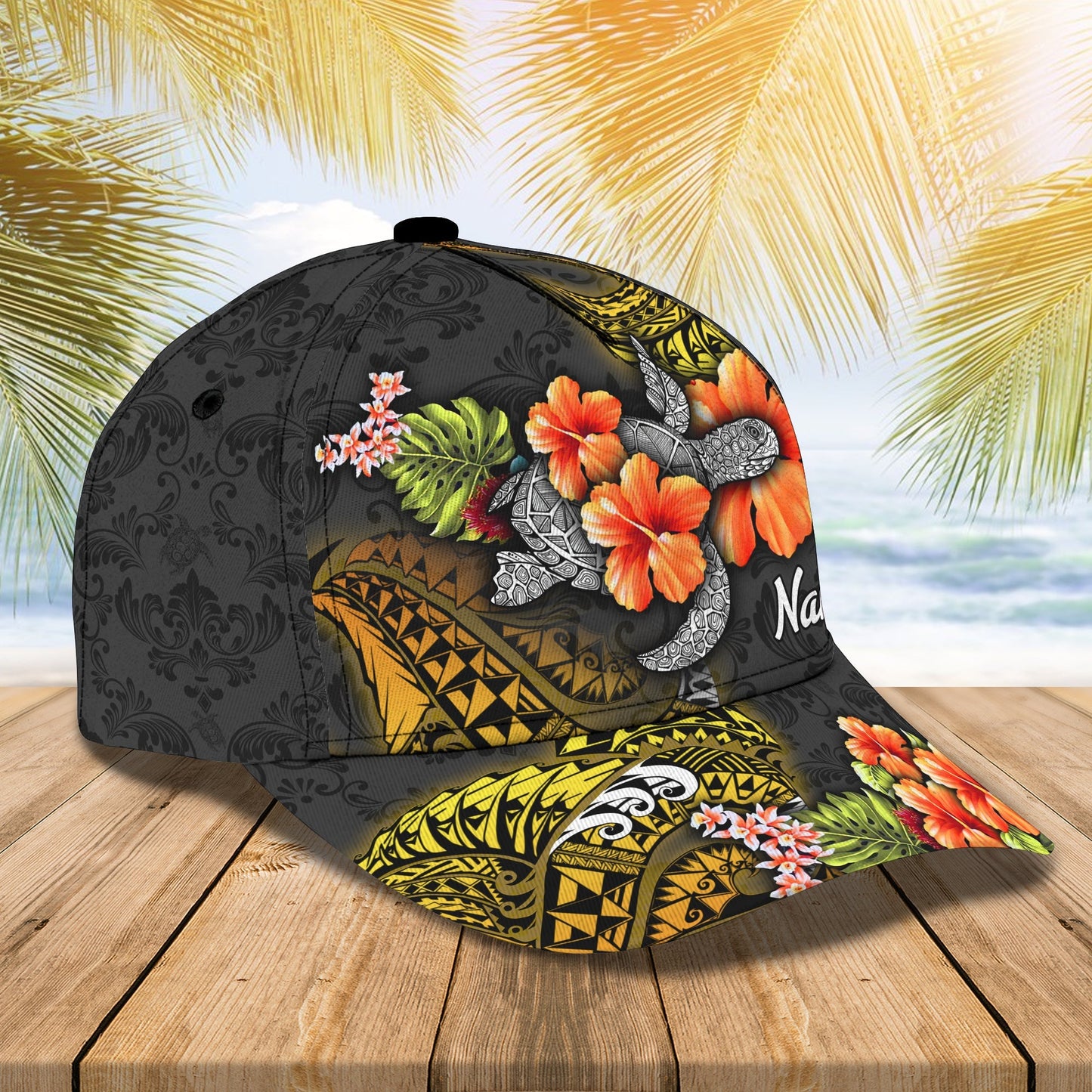 3D Classic Cap Hawaiian Personalized Name Cap Lasfour CA0046