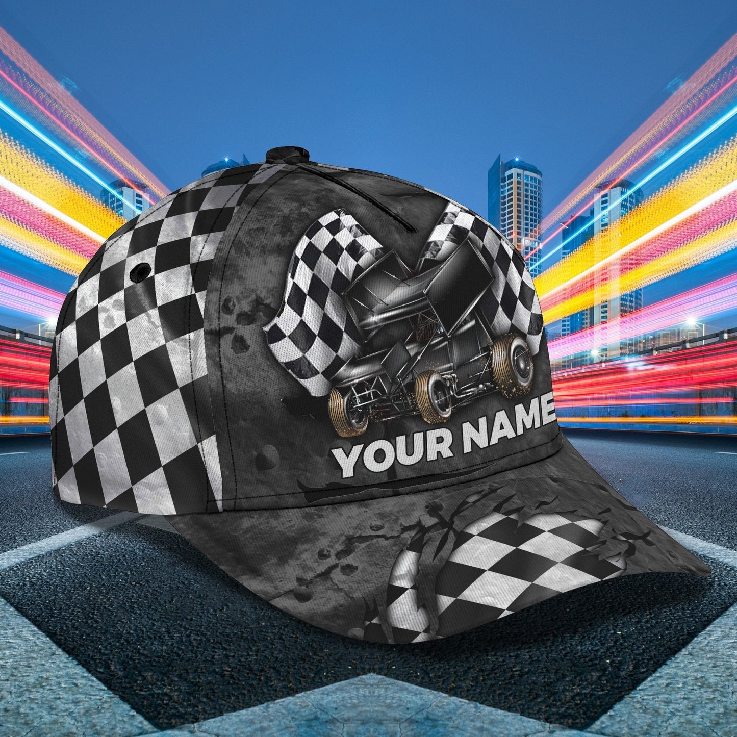 3D Classic Cap Dirt Racing Personalized Name Cap Lasfour CA1934