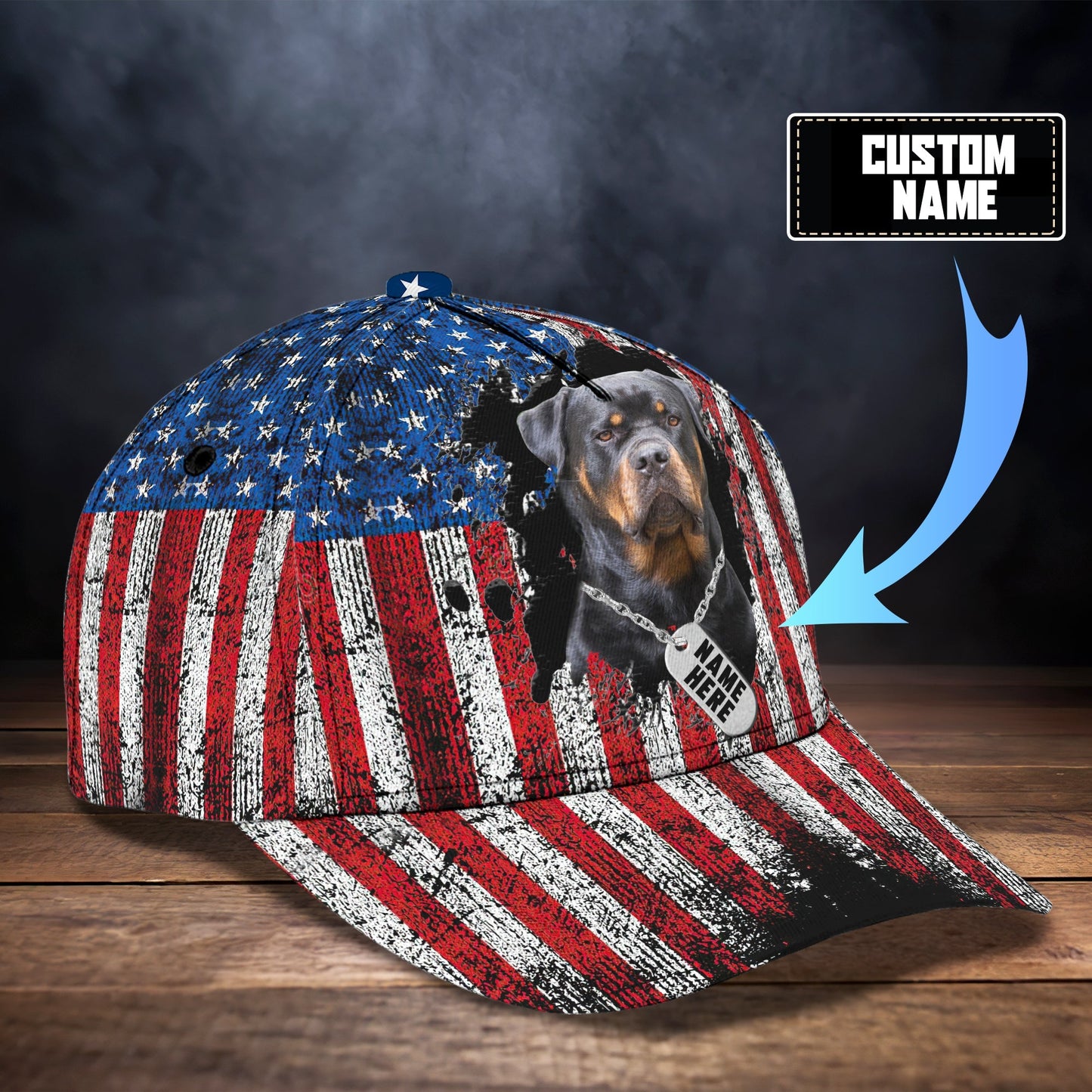 3D Classic Cap Rottweiler 1 Personalized Name Cap Lasfour CA0515