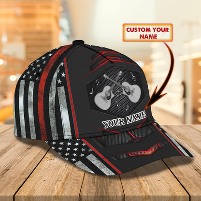 3D Classic Cap America Guitar Personalized Name Cap Lasfour CA2306