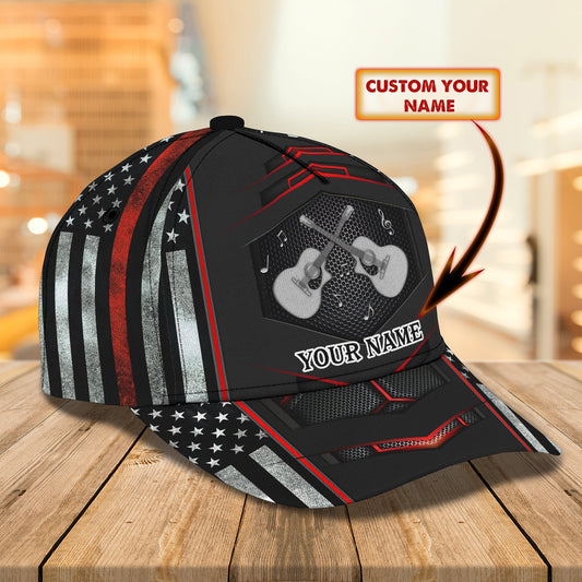 3D Classic Cap America Guitar Personalized Name Cap Lasfour CA2306