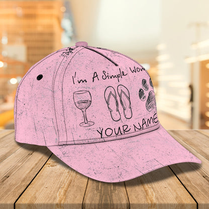 3D Classic Cap I Am A Simple Woman Personalized Name Cap 8 Lasfour CA0602