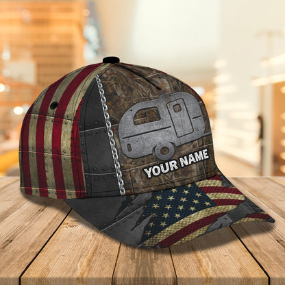 3D Classic Cap Camping Caravan Personalized Name Cap Lasfour CA1955