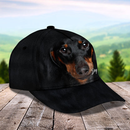 3D Classic Cap Dachshund Personalized Name Cap Lasfour CA2004