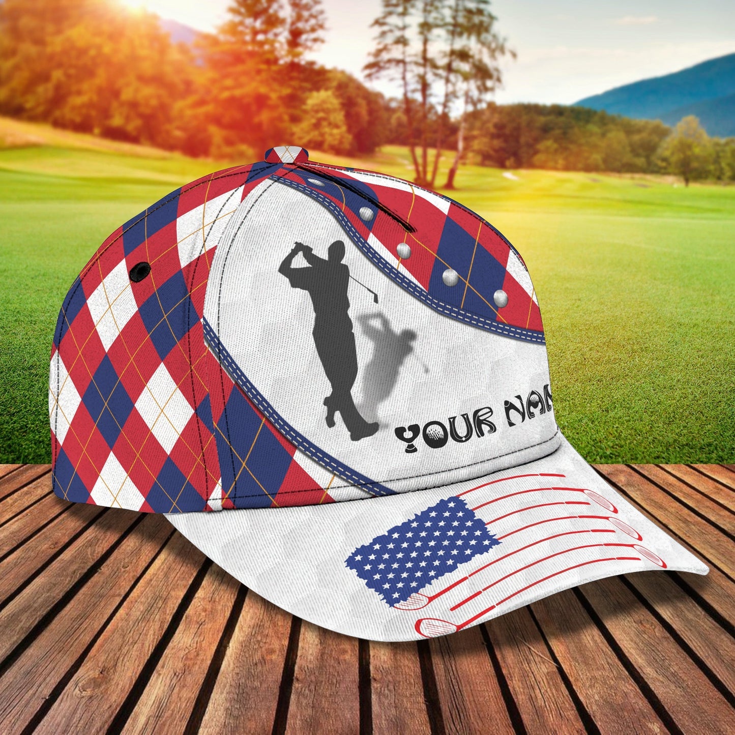 3D Classic Cap Golf 2 Personalized Name Cap Lasfour CA2352