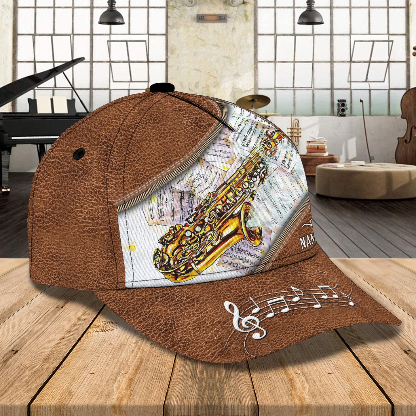 3D Classic Cap Saxophone Personalized Name Cap 95 Lasfour CA0746