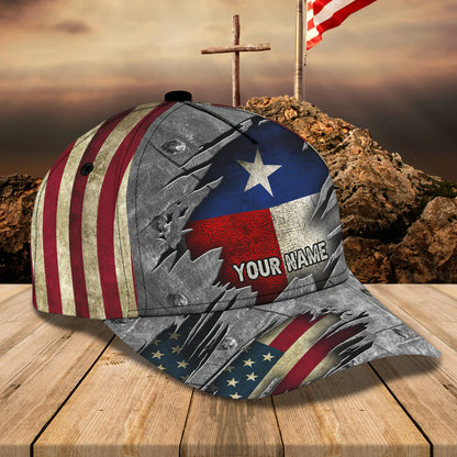 3D Classic Cap Texas State Personalized Name Cap Lasfour CA2190