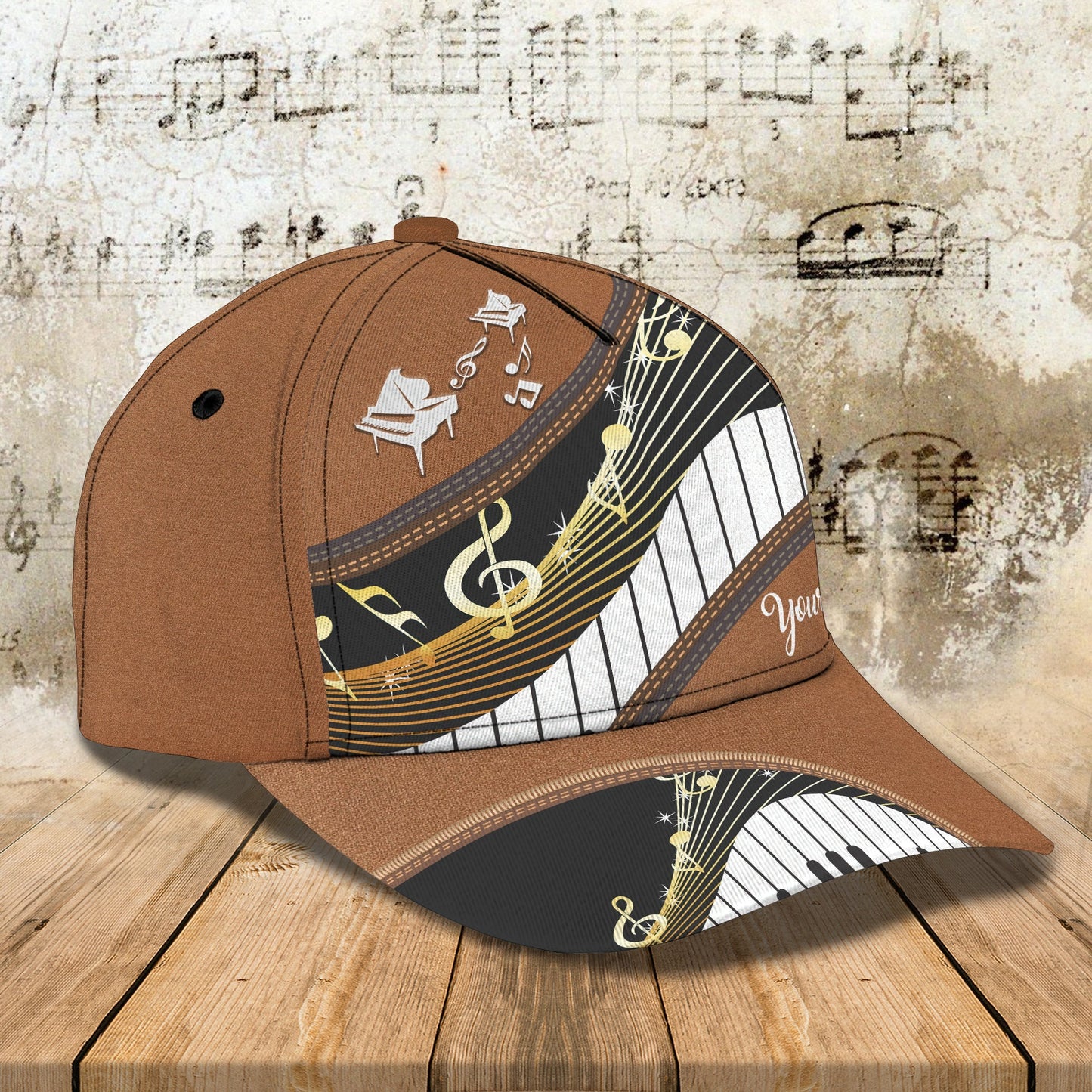 3D Classic Cap Piano Ct011 Personalized Name Cap Lasfour CA1086