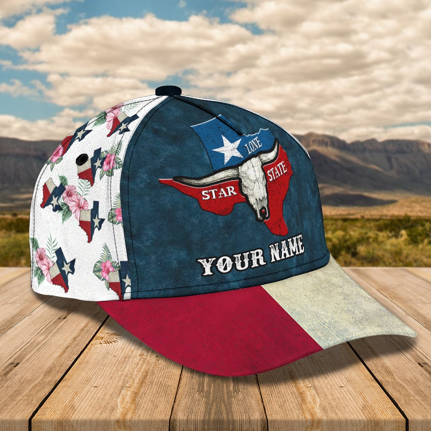 3D Classic Cap Texas 2 Personalized Name Cap Lasfour CA0649