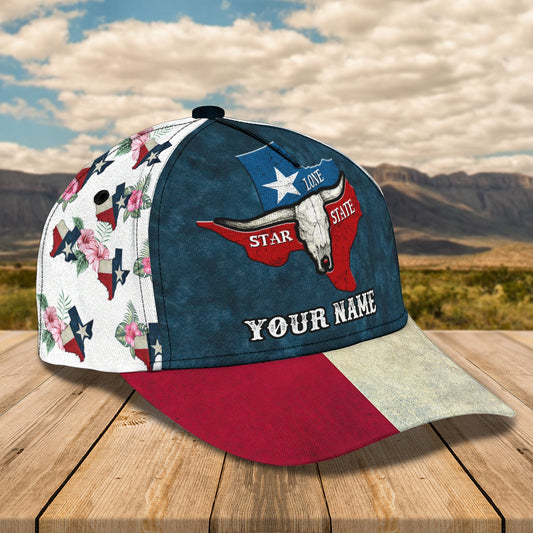3D Classic Cap Texas 2 Personalized Name Cap Lasfour CA0649