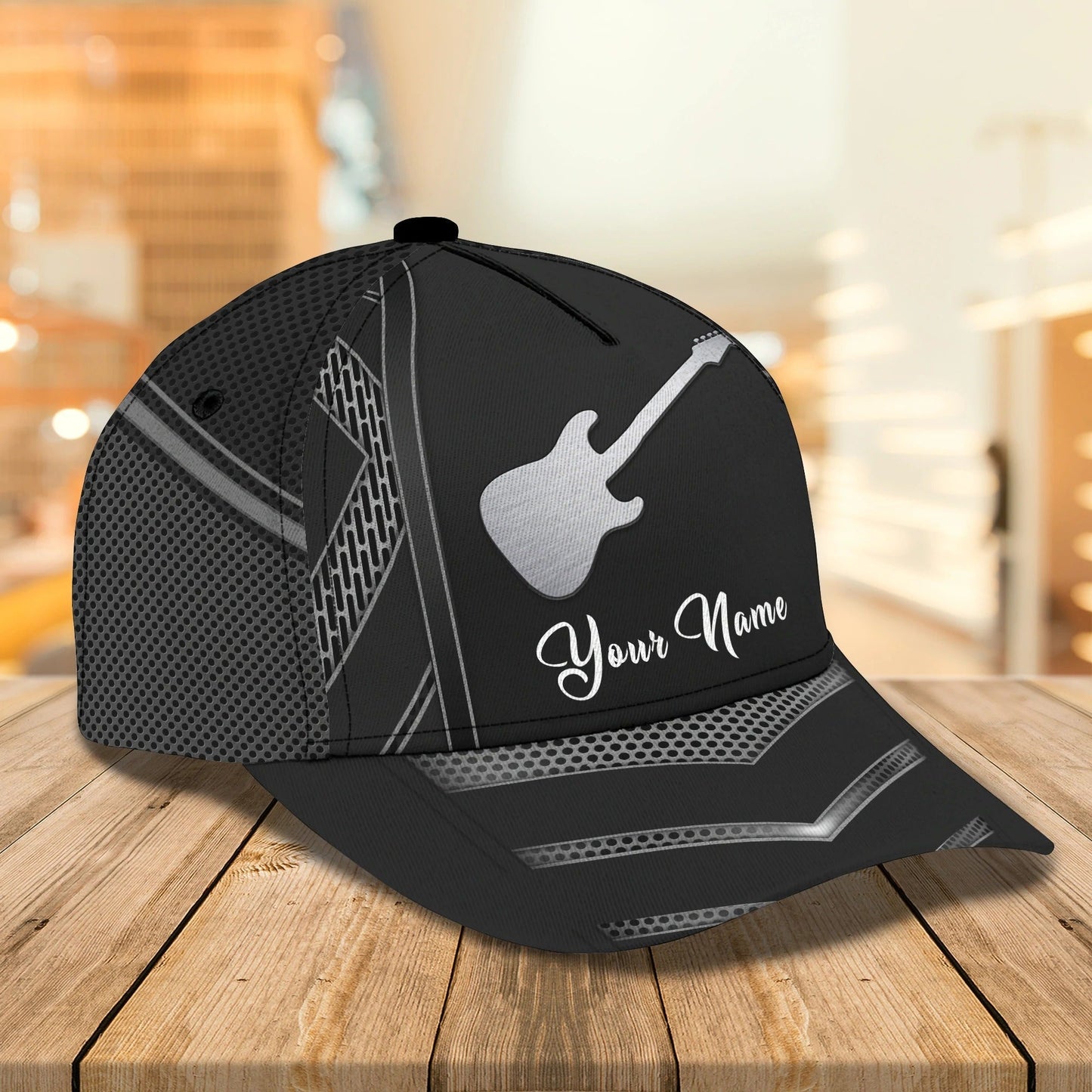 White And Black Guitar Cap Hat For Man, Gift To Guitar Man, Guitar Lover 3D Full Print Cap Hat CO0423