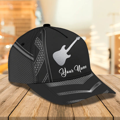 White And Black Guitar Cap Hat For Man, Gift To Guitar Man, Guitar Lover 3D Full Print Cap Hat CO0423