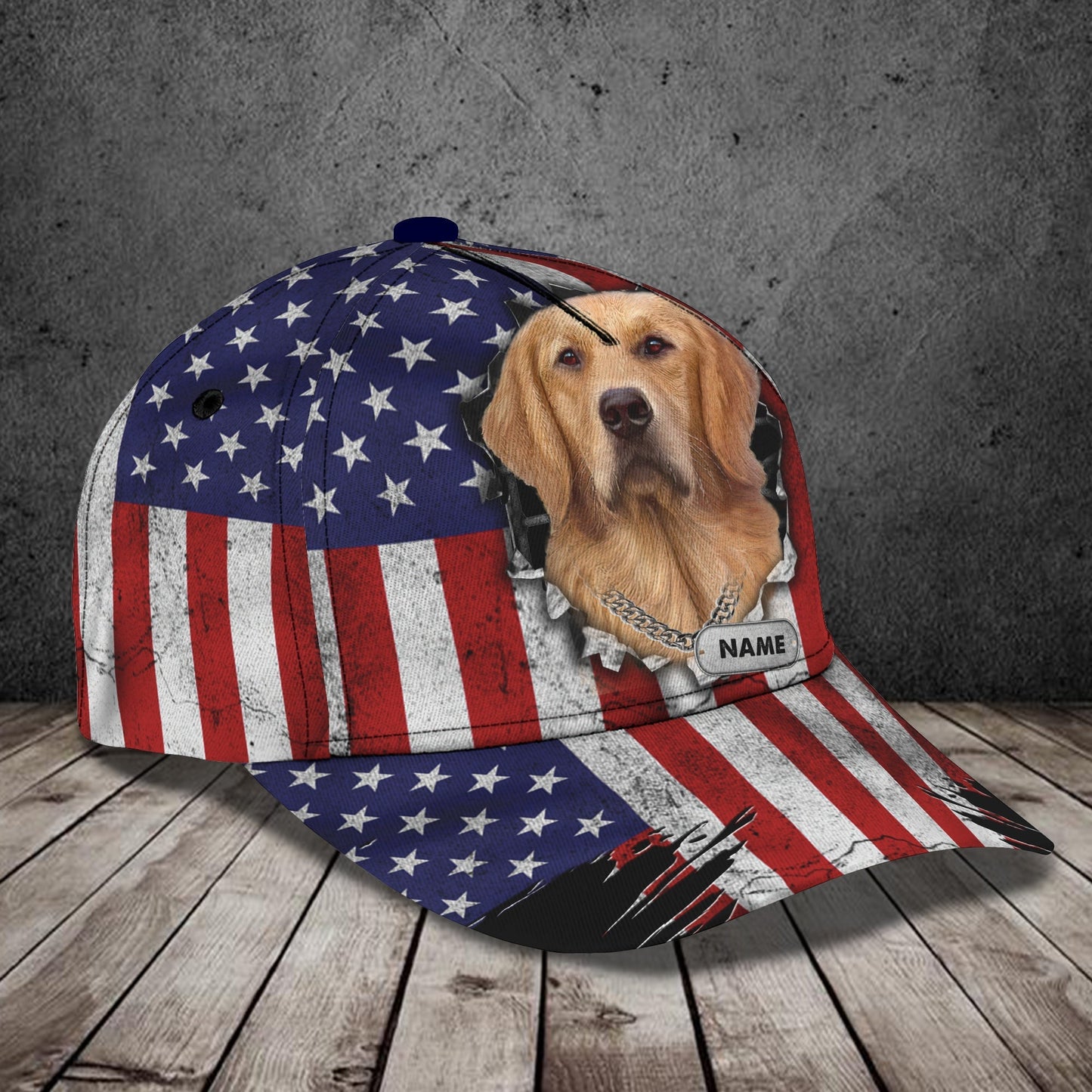 3D Classic Cap Golden Retriever Personalized Name Cap 12 Lasfour CA1397