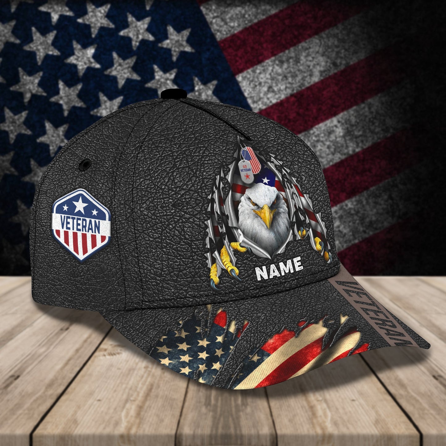 3D Classic Cap Veteran 3 Personalized Name Cap Lasfour CA0714