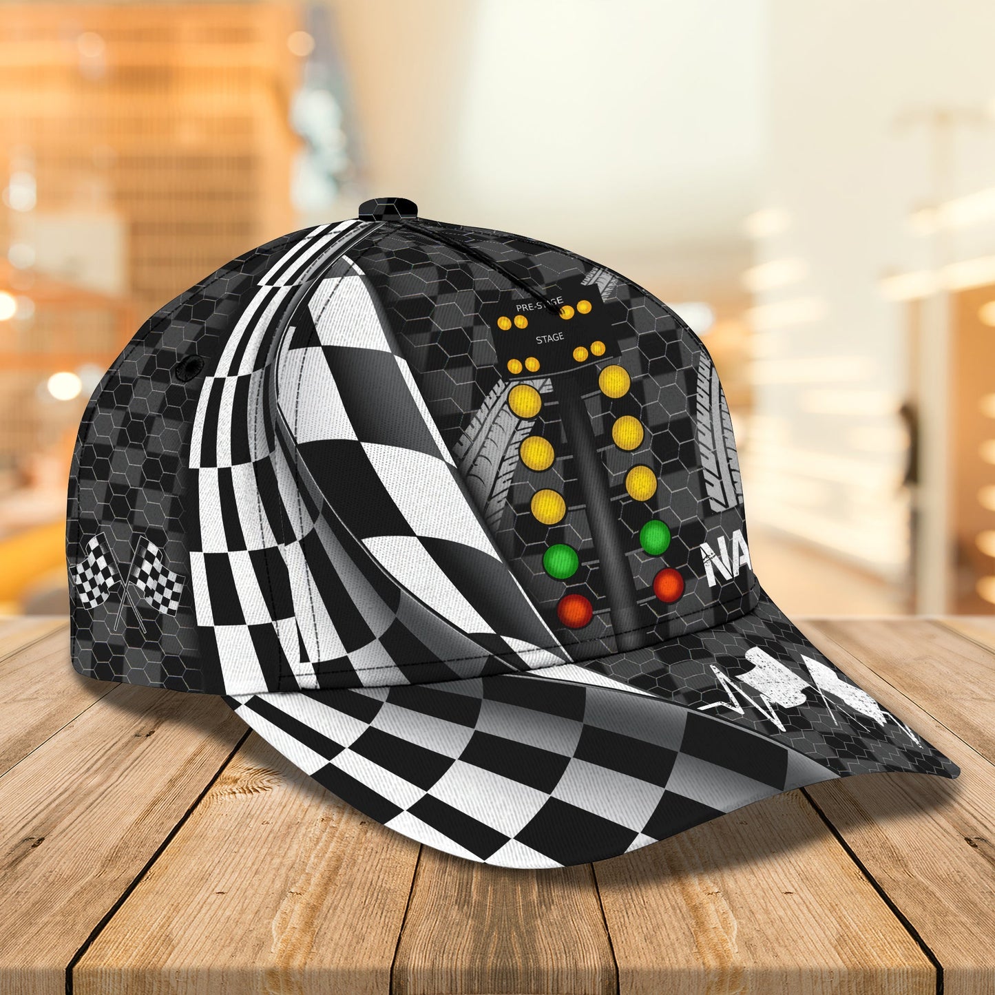 3D Classic Cap Drag Racing Personalized Name Cap Lasfour CA2193
