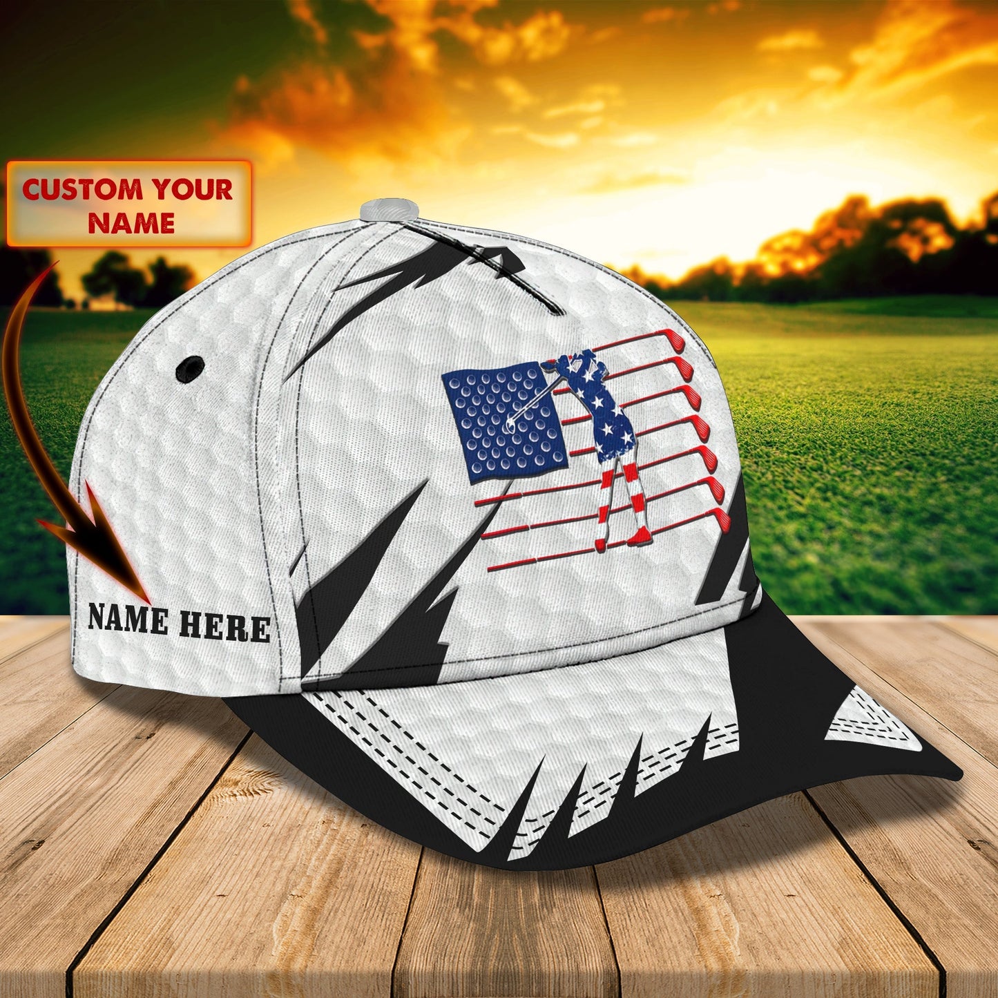 3D Classic Cap Golf Personalized Name Cap Lasfour CA0590