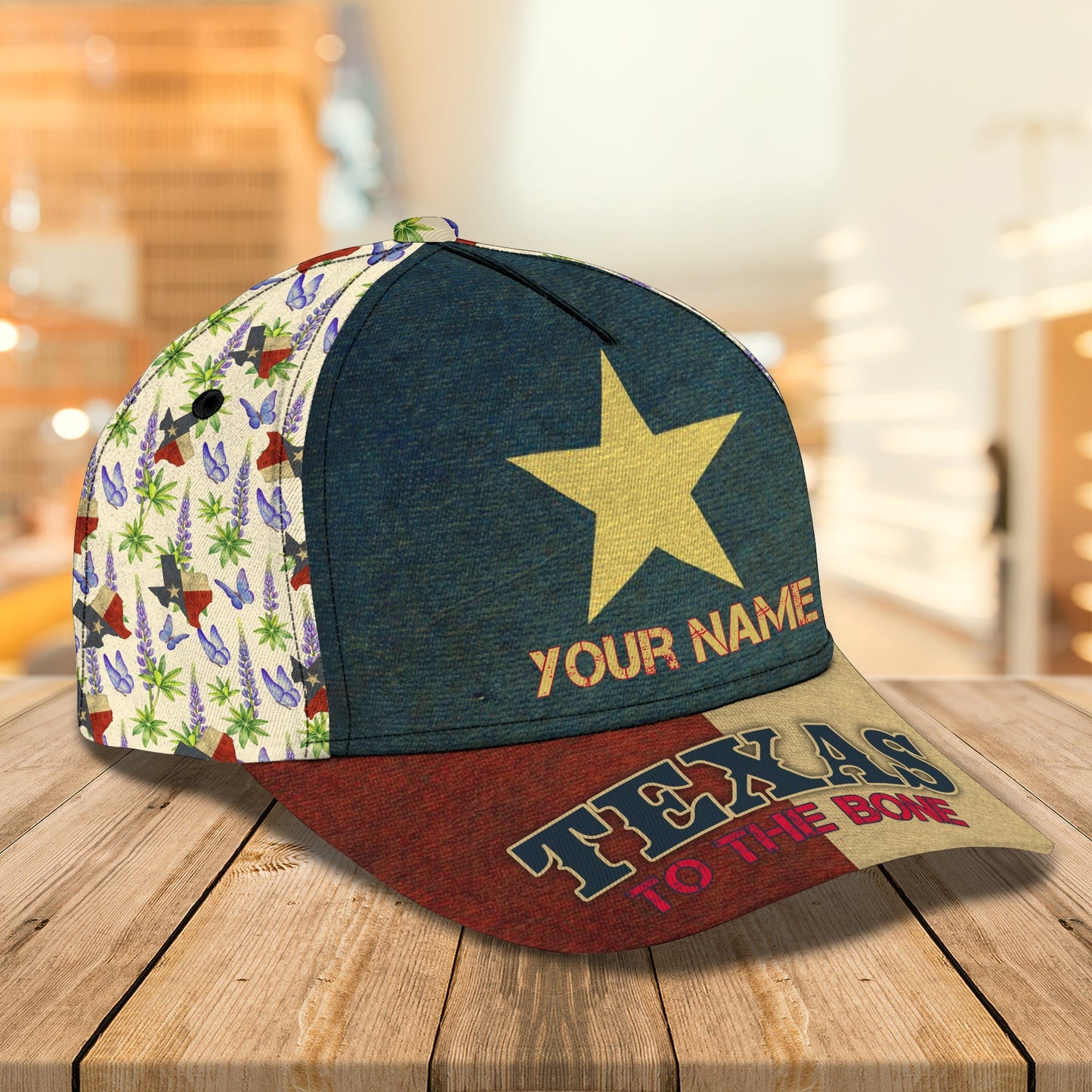 3D Classic Cap Texas Flag Personalized Name Cap Lasfour CA0691