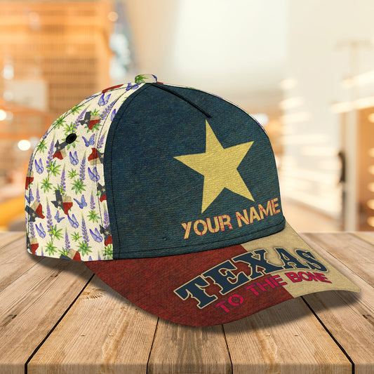 3D Classic Cap Texas Flag Personalized Name Cap Lasfour CA0691