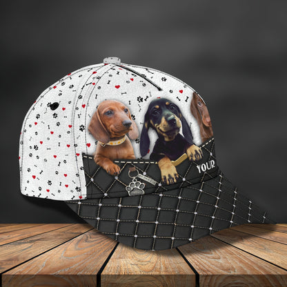 3D Classic Cap Love Dachshund Personalized Name Cap 14 Lasfour CA2005