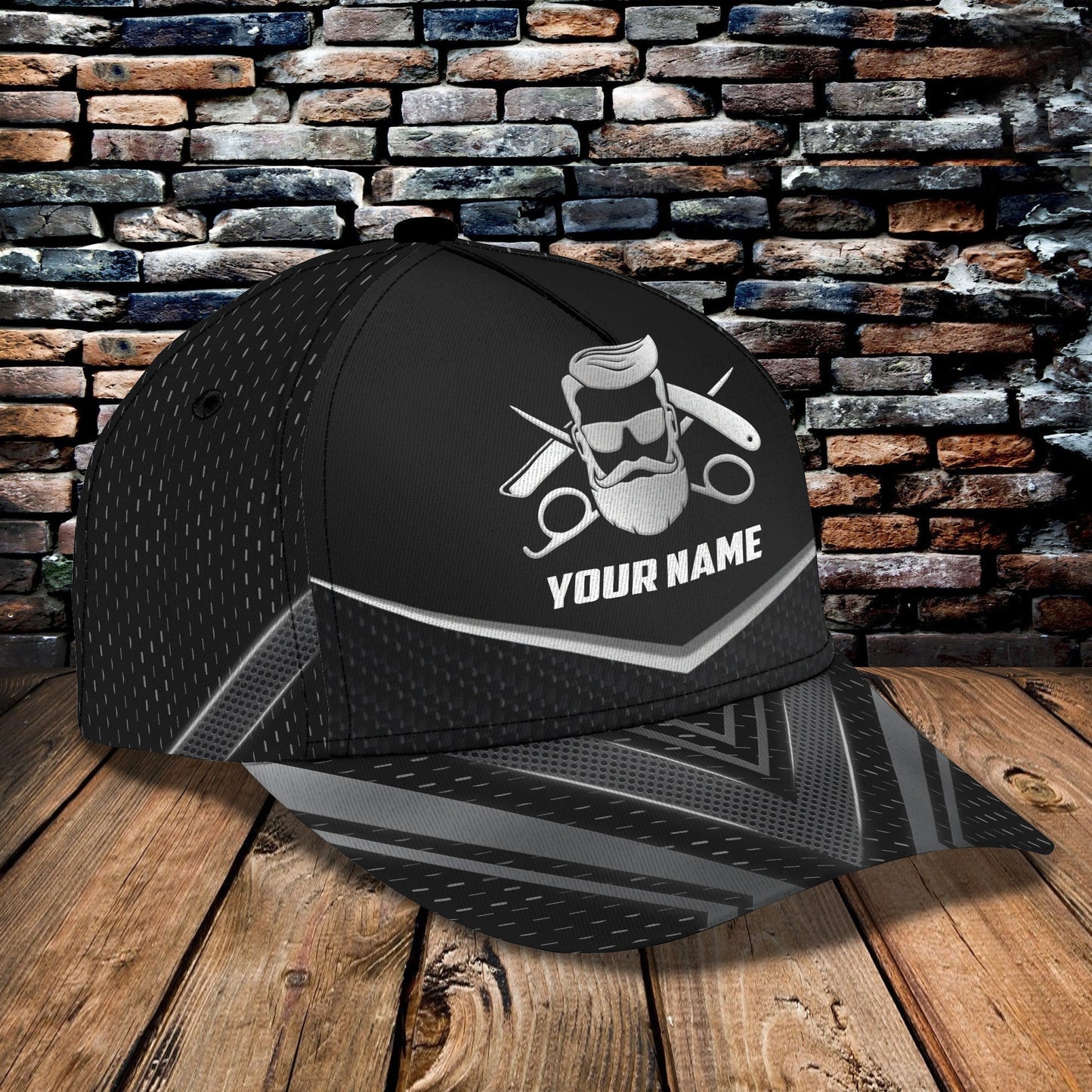 3D Classic Cap Barber Personalized Name Cap Lasfour CA1070