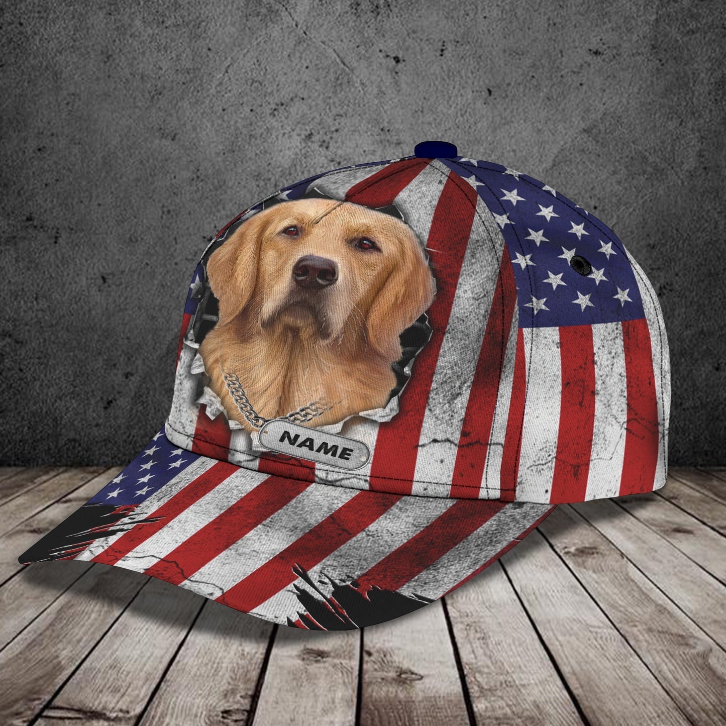 3D Classic Cap Golden Retriever Personalized Name Cap 12 Lasfour CA1397