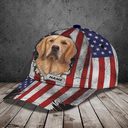 3D Classic Cap Golden Retriever Personalized Name Cap 12 Lasfour CA1397