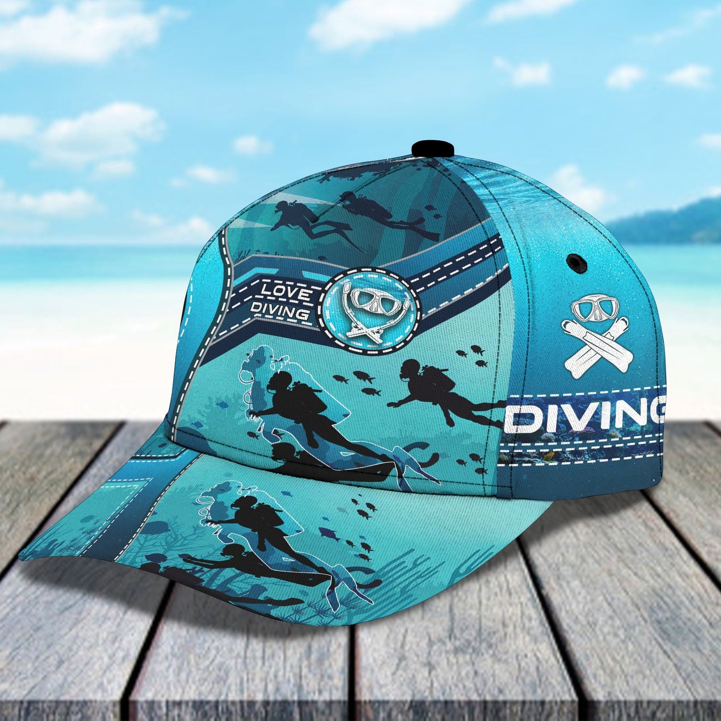 3D Classic Cap Personalized Name Cap Love Diving08 Lasfour CA0713