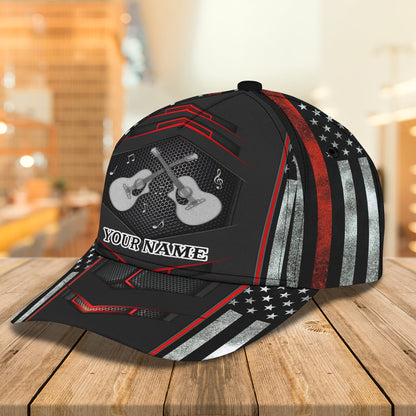 3D Classic Cap America Guitar Personalized Name Cap Lasfour CA2306