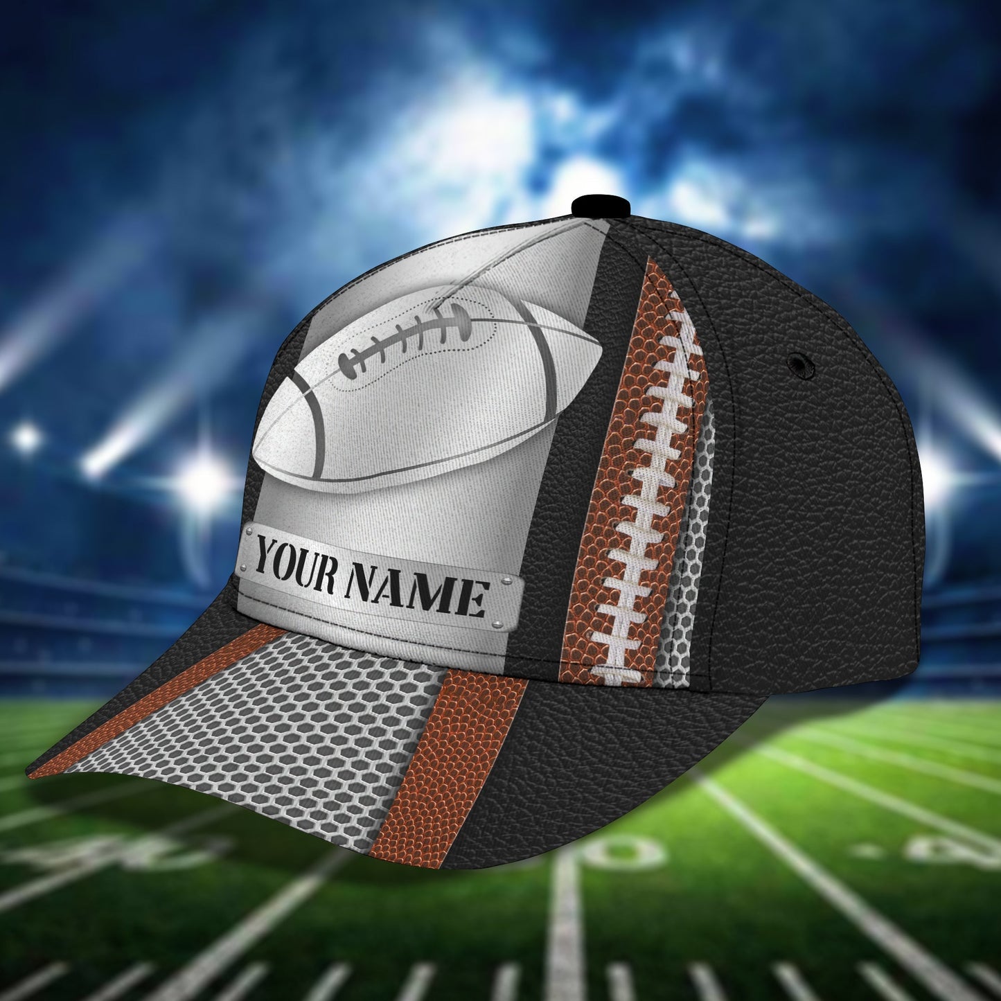 3D Classic Cap Rugby Ball Personalized Name Cap Lasfour CA0511