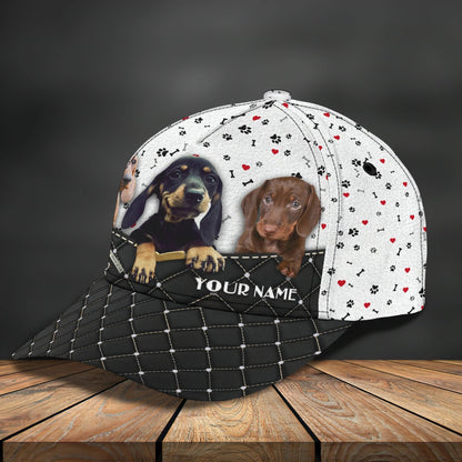 Personalized Baseball Dachshund Cap Hat For Dog Lover, 3D Full Print Dachshund Dog Cap Hat CO0133