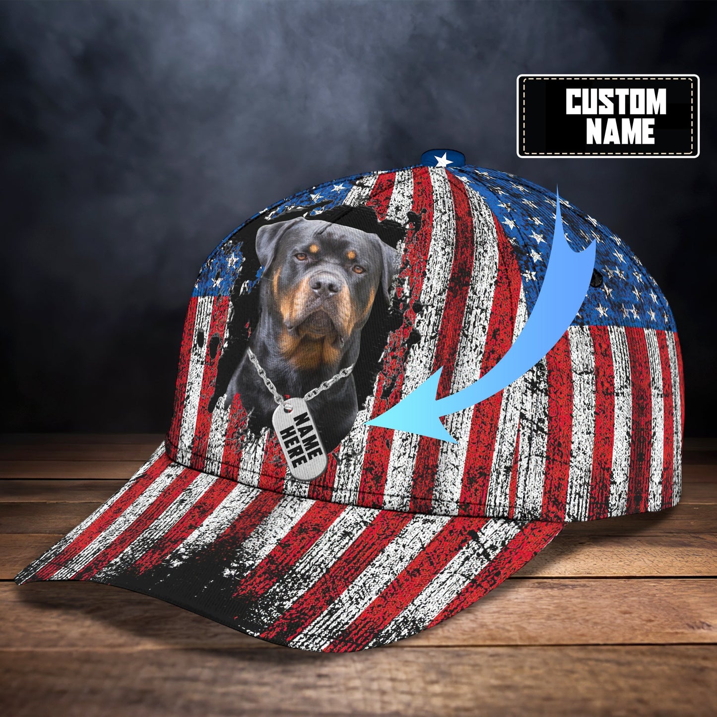 3D Classic Cap Rottweiler 1 Personalized Name Cap Lasfour CA0515