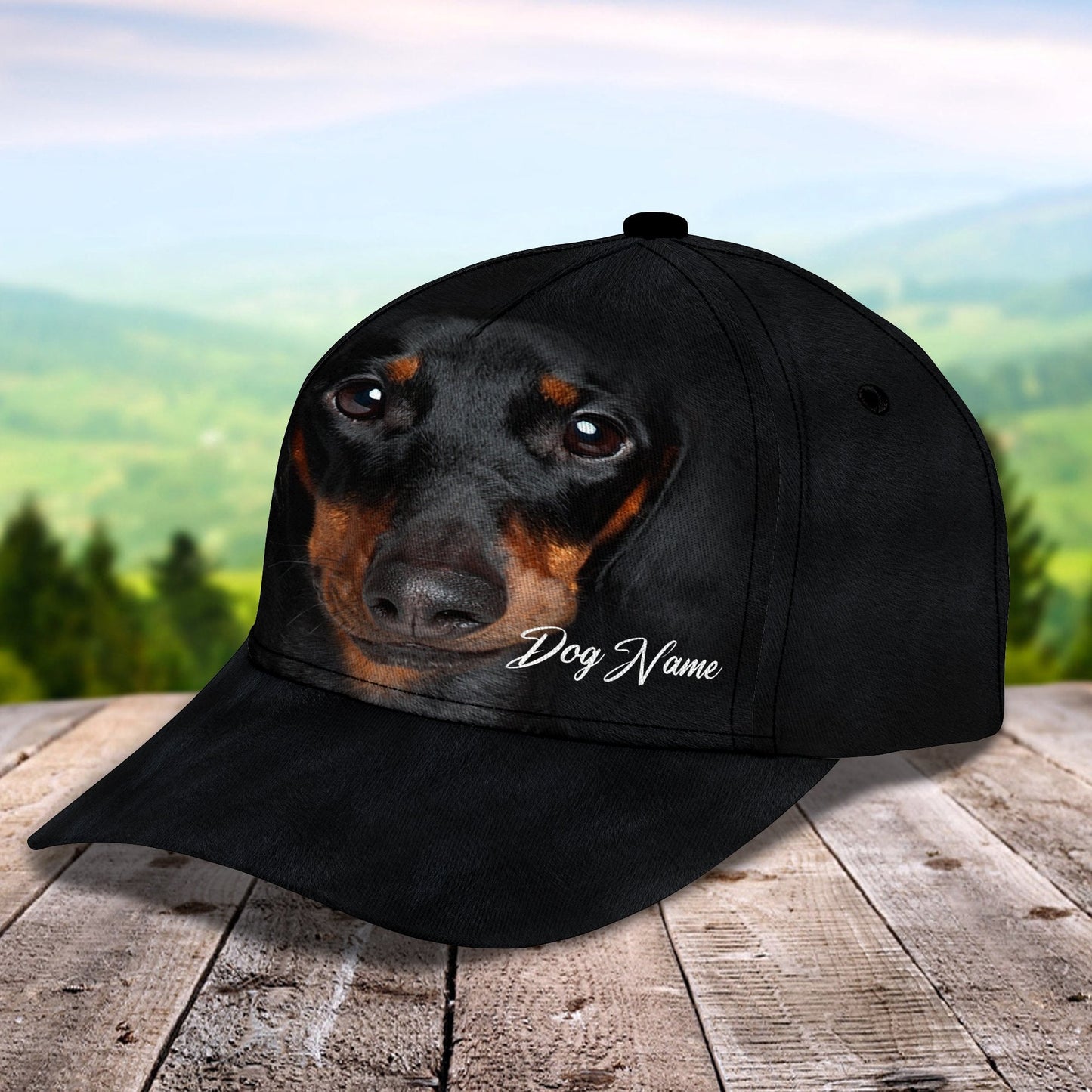 3D Classic Cap Dachshund Personalized Name Cap Lasfour CA2004
