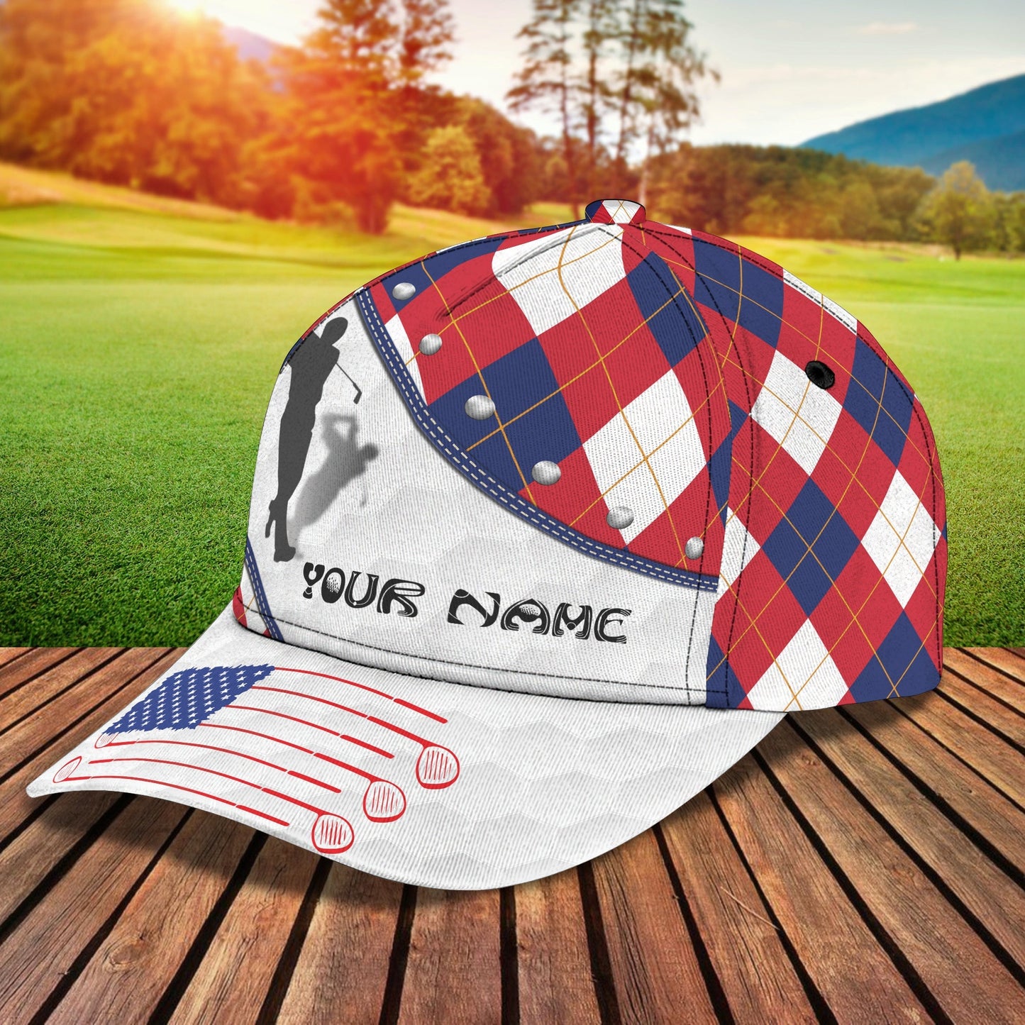 3D Classic Cap Golf 2 Personalized Name Cap Lasfour CA2352
